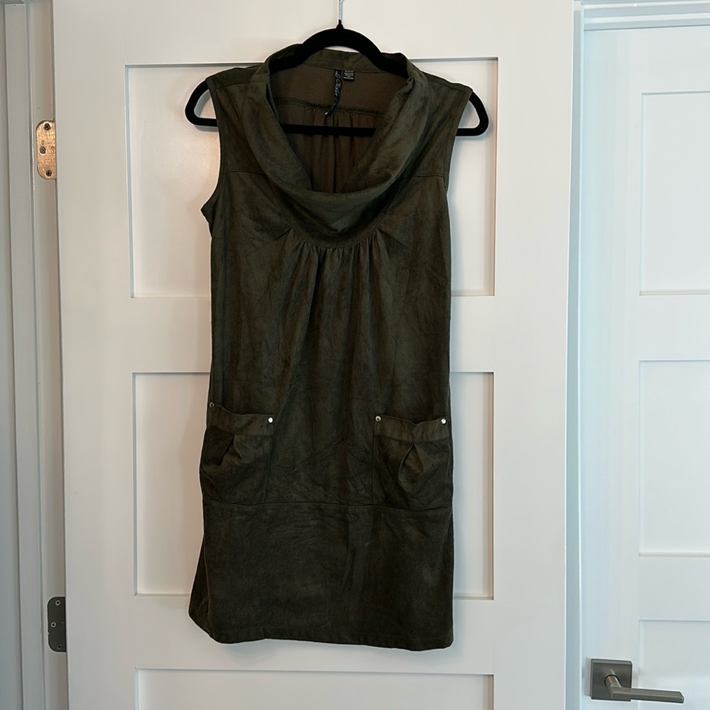 Cowl neck dress.